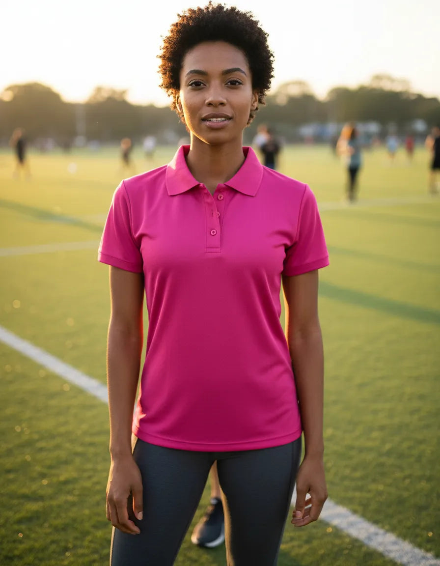 Playera polo de dama Magenta